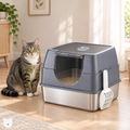 Purrlix Enclosed Cat Litter Box - Low Entry, Stainless Steel Tray